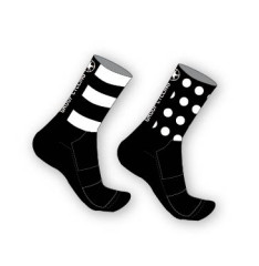 CALZINO LUNGO POIS/RIGHE S-M BIANCO-NERO