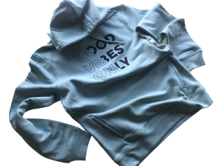 FELPA UNISEX CON CAPPUCCIO  GOOD VIBES ONLY