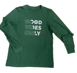 T-SHIRT UNISEX COTONE MANICA LUNGA GOOD VIBES ONLY